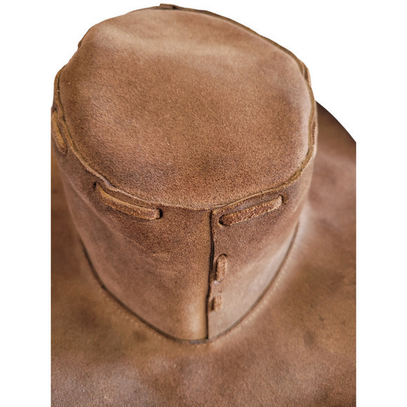 Vintage Vegan‎ Leather Brown Outback Cowboy Lace Detail Hat Boonie Hat - Picture 11 of 13